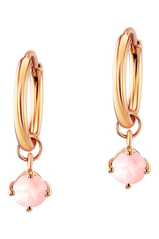 Pendientes - Plata chapada en oro rosa y cuarzo rosa