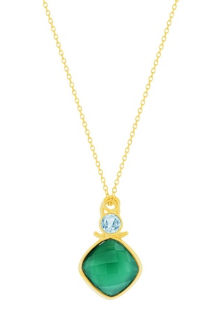 Collar - Plata chapada en oro amarillo, ónice y topacio