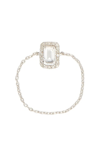 Anillo Neya - Oro blanco, diamantes y topacio