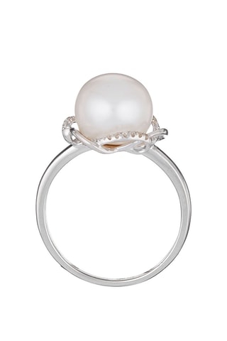 Anillo Fleur de Perle - Oro blanco, diamantes y perla de agua dulce
