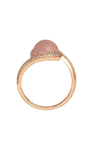 Anillo Univers - Oro rosa, diamantes y cuarzo rosa