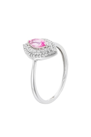 Anillo Mystic Eye - Oro blanco, diamantes y topacio rosa