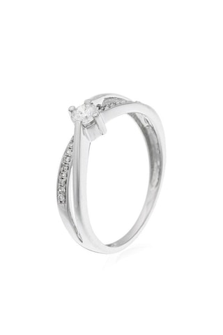 Anillo Joli Petit Solitaire - Oro blanco y diamantes