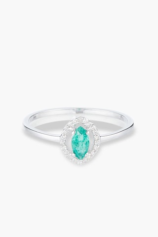 Anillo Oeil d'émeraude - Oro blanco, diamantes y esmeralda