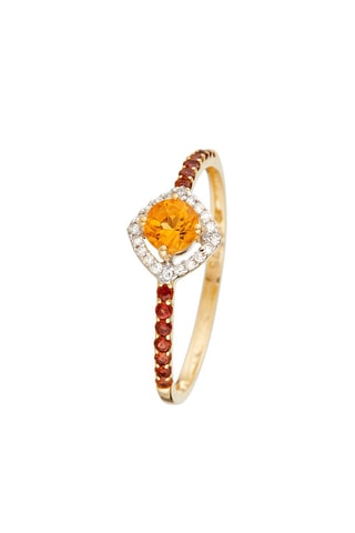 Anillo Citrus  -  Oro amarillo, diamantes, granates y citrinos