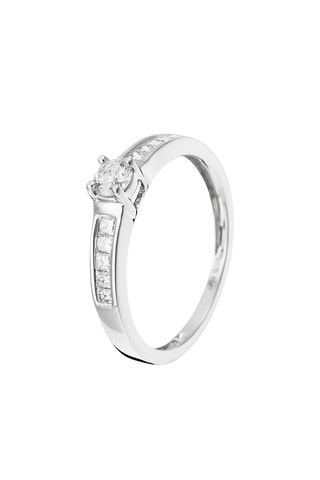 Solitario Tour princesse - Oro blanco y diamantes