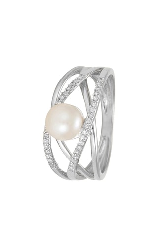 Anillo Perla - Oro blanco, diamantes y perla cultivada