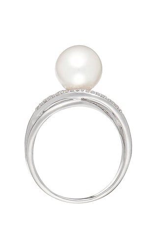Anillo Perla - Oro blanco, diamantes y perla cultivada