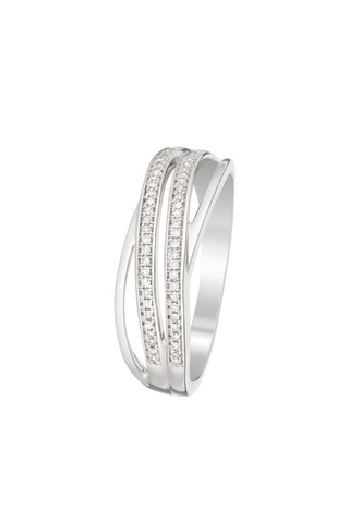 Anillo Croisée scintillante - Oro blanco y diamantes