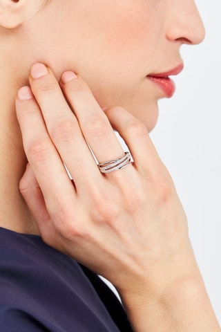 Anillo Croisée scintillante - Oro blanco y diamantes