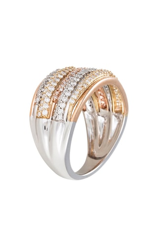 Anillo Golden roads - Oro blanco, oro amarillo, oro rosa y diamantes