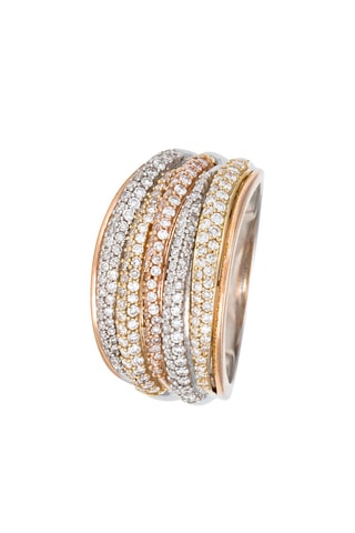 Anillo Golden roads - Oro blanco, oro amarillo, oro rosa y diamantes