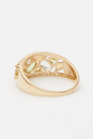 Anillo Praziomix - Oro amarillo, diamantes, amatistas, citrinos y peridotos
