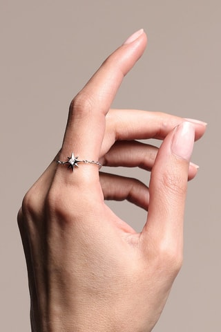 Anillo cadena Euneika - Oro blanco y diamante