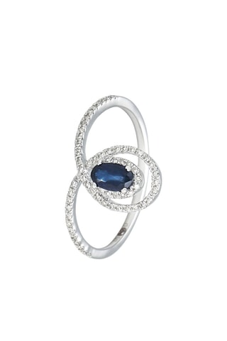 Anillo diamantes Zagreb - Oro blanco, zafiro y diamantes