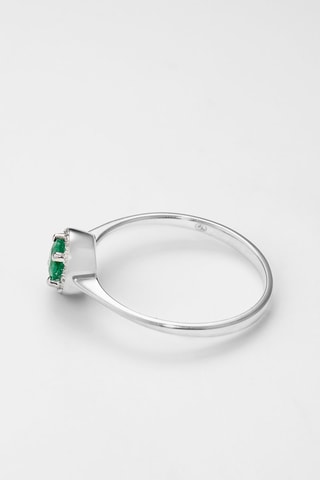 Anillo Alisha - Oro blanco, diamantes y esmeralda