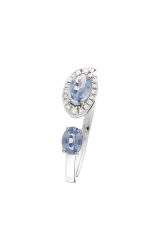 Anillo Eclats de Bleu - Oro blanco, diamantes de 0,04/18 quilates y zafiros de 0,05/2 quilates