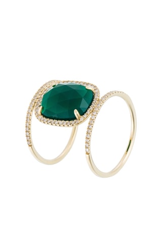 Anillo Middle stone - Oro amarillo, diamantes y ágata