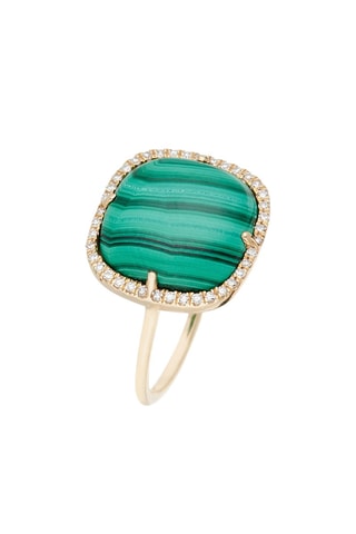 Anillo Naturelle - Oro amarillo, diamantes y malaquita
