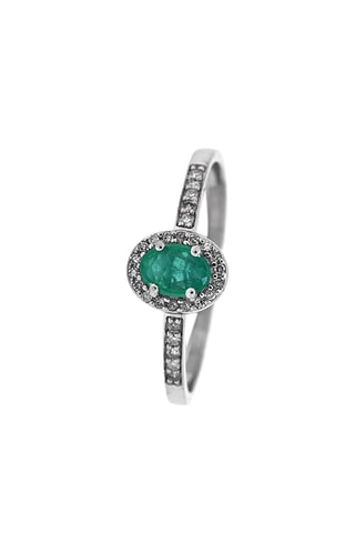 Anillo Royal Emerald - Oro blanco, diamantes y esmeralda