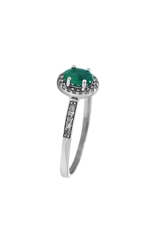 Anillo Royal Emerald - Oro blanco, diamantes y esmeralda