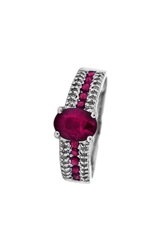 Anillo Reine - Oro blanco, diamantes y rubí