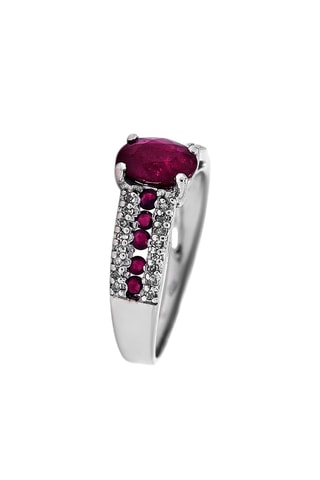 Anillo Reine - Oro blanco, diamantes y rubí