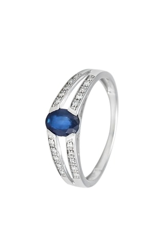 Anillo Mon Saphir - Oro blanco, diamantes y zafiro