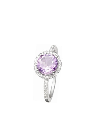 Anillo Popi - Oro blanco, diamantes y amatista