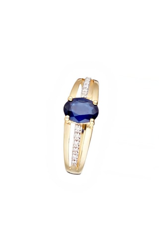 Anillo Solitaire Tria - Oro amarillo, diamantes y zafiro