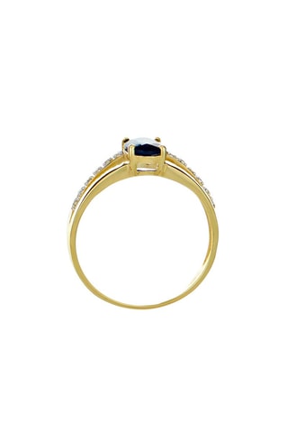 Anillo Solitaire Tria - Oro amarillo, diamantes y zafiro