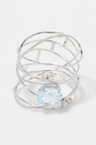 Anillo Finesse Topaze - Oro blanco, diamantes y topacio