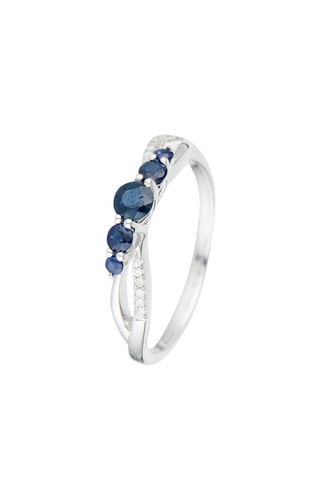 Anillo - Oro blanco, zafiros y diamantes