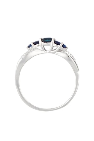 Anillo - Oro blanco, zafiros y diamantes