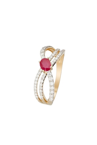 Anillo Marvelous - Oro amarillo, diamantes y rubí