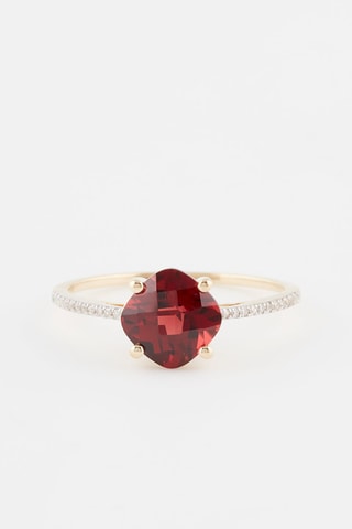 Anillo Laurena - Oro amarillo, granates y diamantes