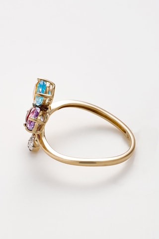 Anillo Taïra - Oro amarillo, diamantes, amatista, topacio, citrino y granate