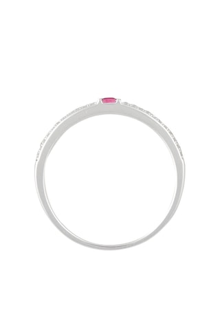Anillo Solitaire Rubis et Diamants - Oro blanco