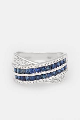 Anillo Malopa - Oro blanco, diamantes y zafiros