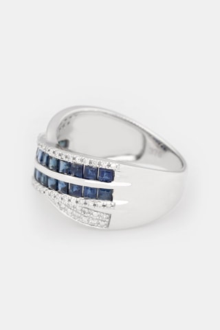 Anillo Malopa - Oro blanco, diamantes y zafiros
