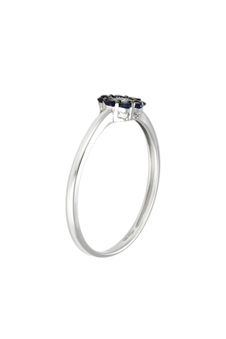 Anillo - Oro blanco, diamantes y zafiros