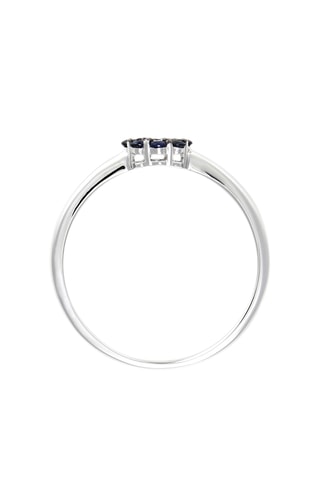 Anillo - Oro blanco, diamantes y zafiros