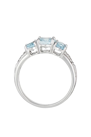Anillo - Oro blanco, diamantes y topacios