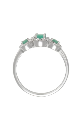 Anillo - Oro blanco, diamantes y esmeraldas