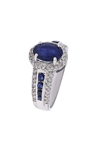 Anillo - Oro blanco, diamantes y zafiros