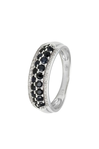 Anillo - Oro blanco, diamantes y zafiros