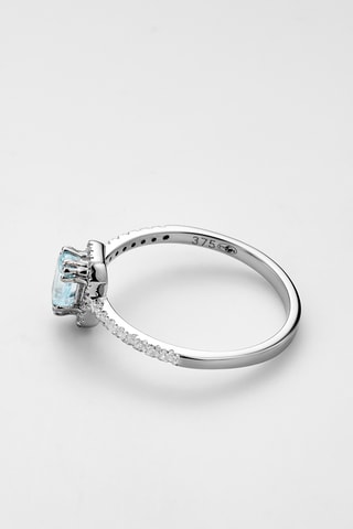 Anillo - Oro blanco, diamantes y topacio