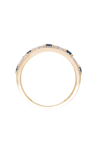 Anillo - Oro amarillo, diamantes y zafiros