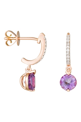 Pendientes - Oro rosa, diamantes y amatistas