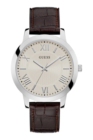 Montre à quartz en cuir - Marron et argenté
